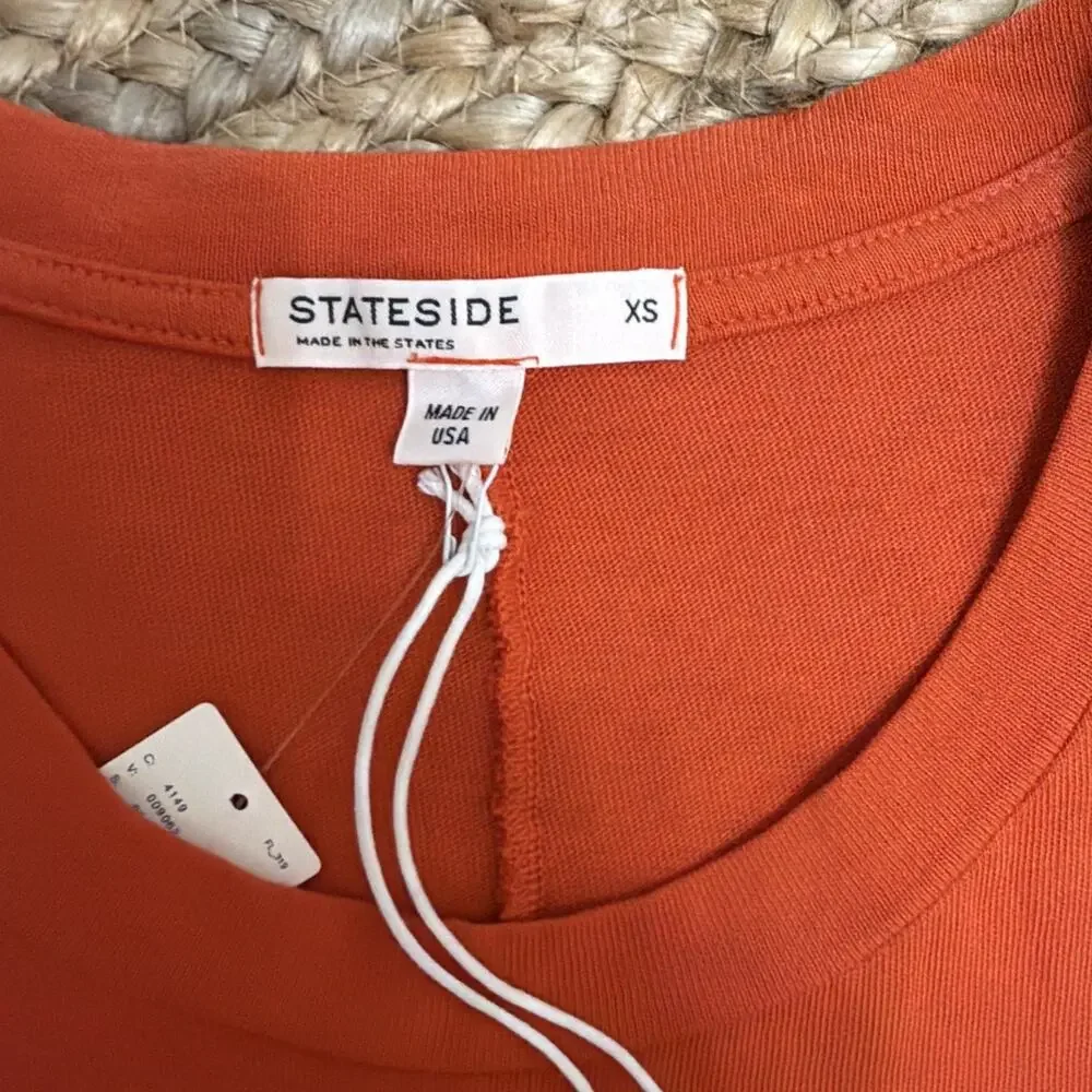 NWT Stateside Orange T-Shirt Dress Made in USA Soft Stretch Minimalist Sz XS